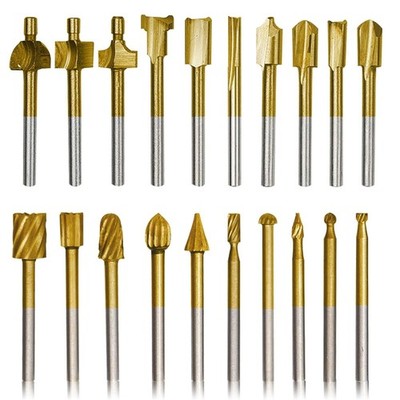 Durable 20-Pc Router and Engraving Bit Set with 1/8in Shank for DIY Projects