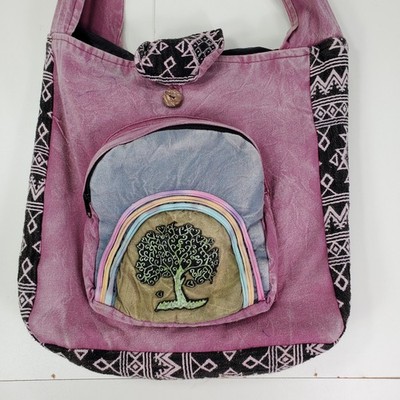 Earth Divas Nepal Fair Trade Cut Sew Crossbody Bag Hippie Boho 90s Retro