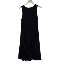 Alembika Dress Womens Medium (3) Midi Black Sleeveless Ruffle Hem Lagenlook
