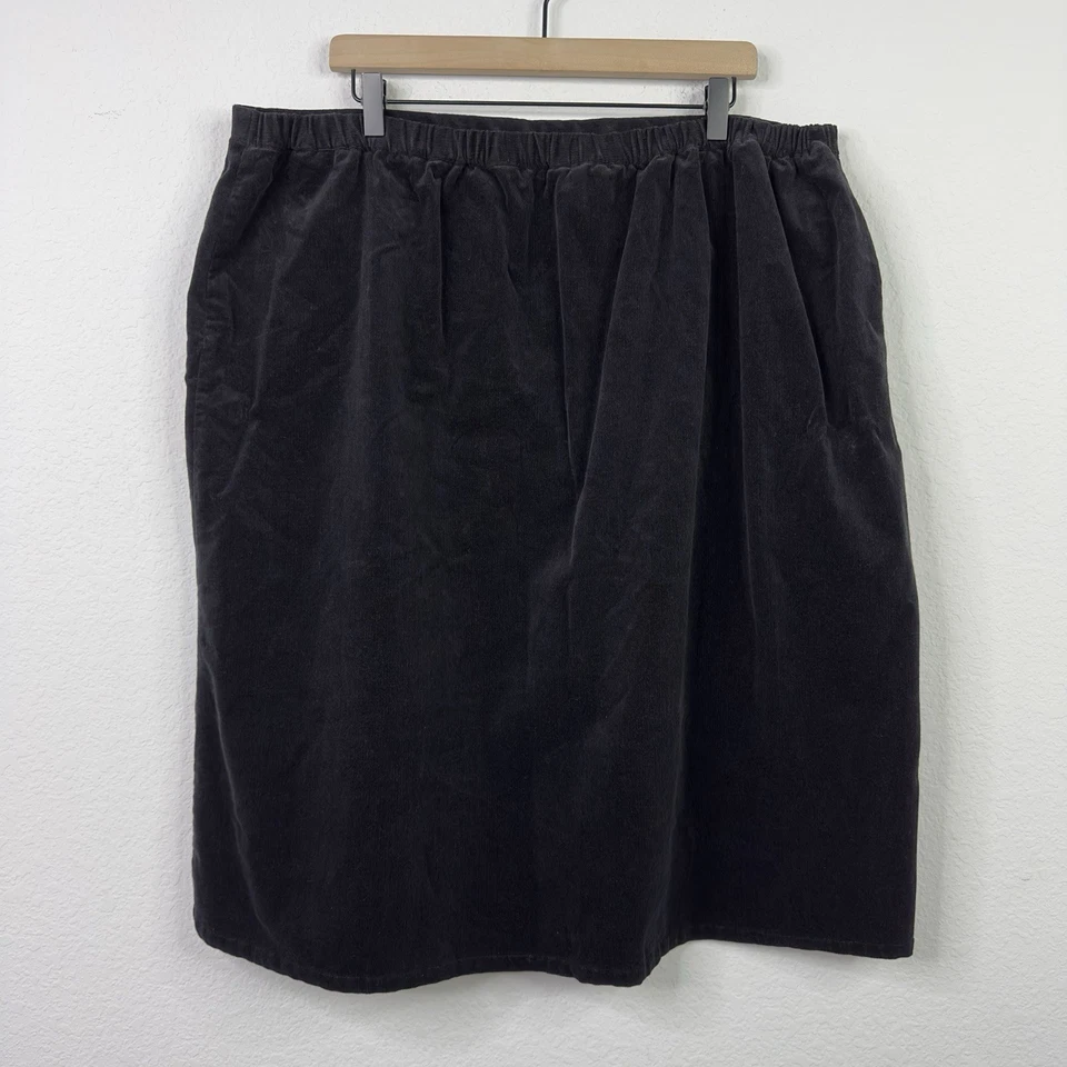 Denim & Co Skirt Womens 2X Black Corduroy Floral Embroidered Boho Cottagecore - Image 2 of 4