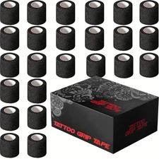 (24-Pack) 2” x 15' Disposable Cohesive Bandage Tattoo Grip Wrap Self Adhesive