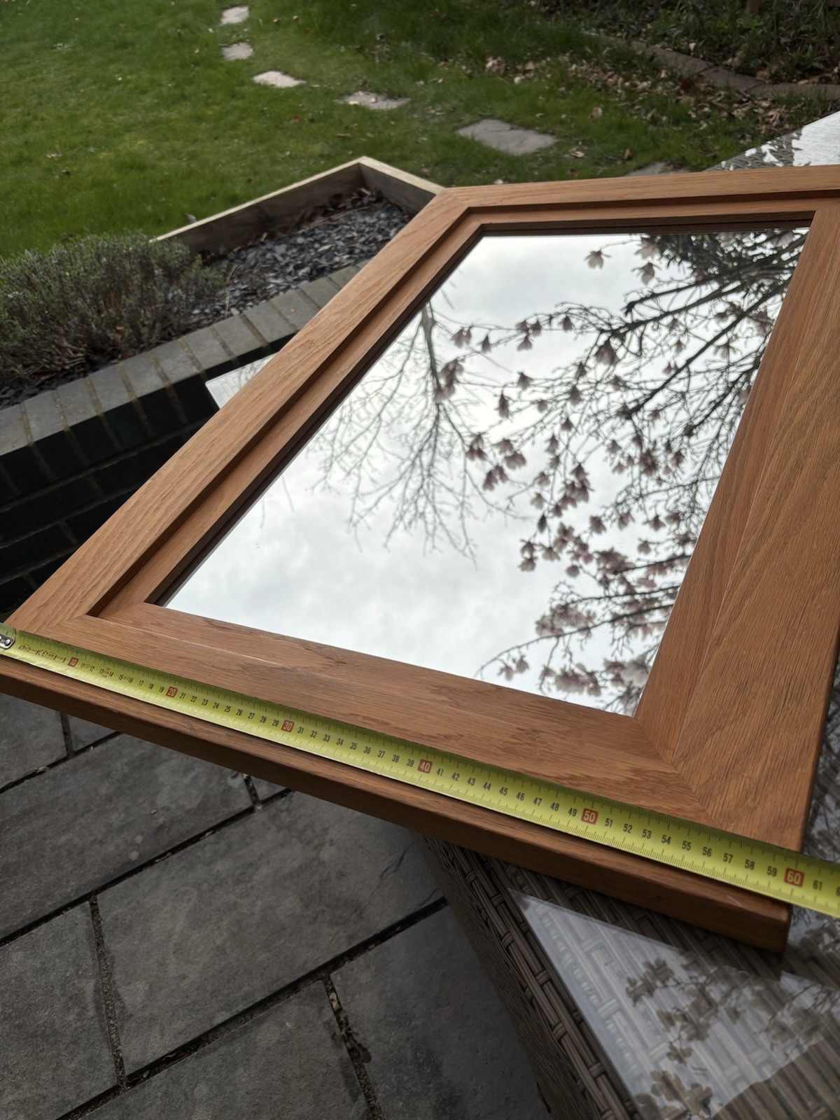 Solid Oak Framed Mirror Wall Hanging Large