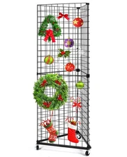 GADFISH Triangular Gridwall Panel Display Stand, Black Triangle Wire Grid Tow...