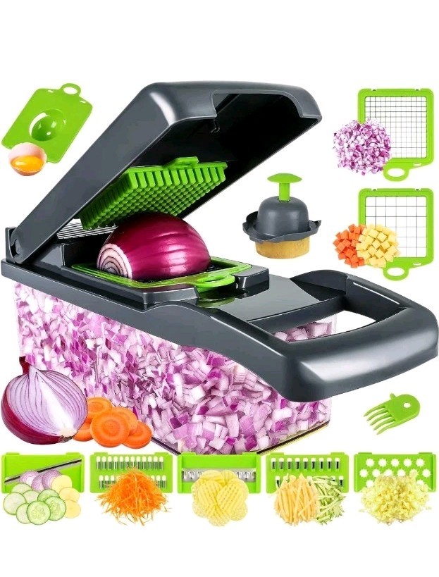 14en 1 Acero Inoxidable Picador De Verduras Cebolla Vegetales Cortadora Cortador