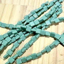 Czech Pressed Druk Flat Square Glass Beads 9x9mm Green Turquoise 18pcs J903