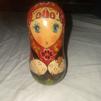 Hand-Painted Russian Matryoshka Roly Poly Chime Doll Floral 4 Inch Handmade