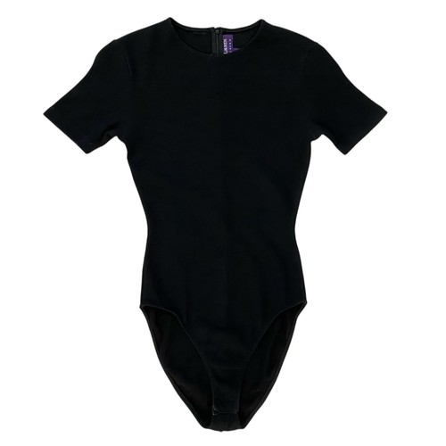 Ralph Lauren Purple Label, VTG 90s Ralph Lauren Purple Label Navy Rib Knit Short Sleeve Bodysuit Women's S