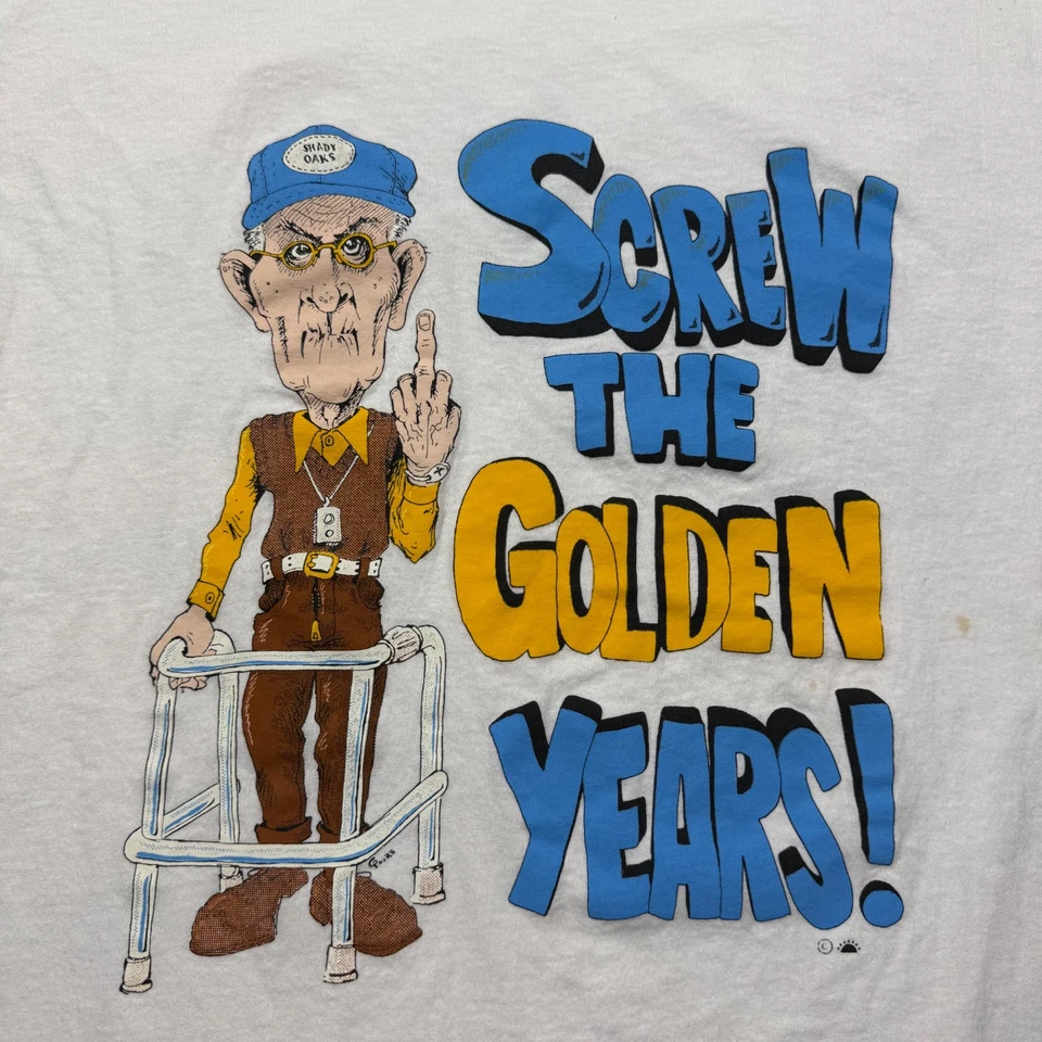 Vintage 1998 Screw The Golden Years Old Man Retirement Humor Shirt USA Size 2X - Image 2 of 4