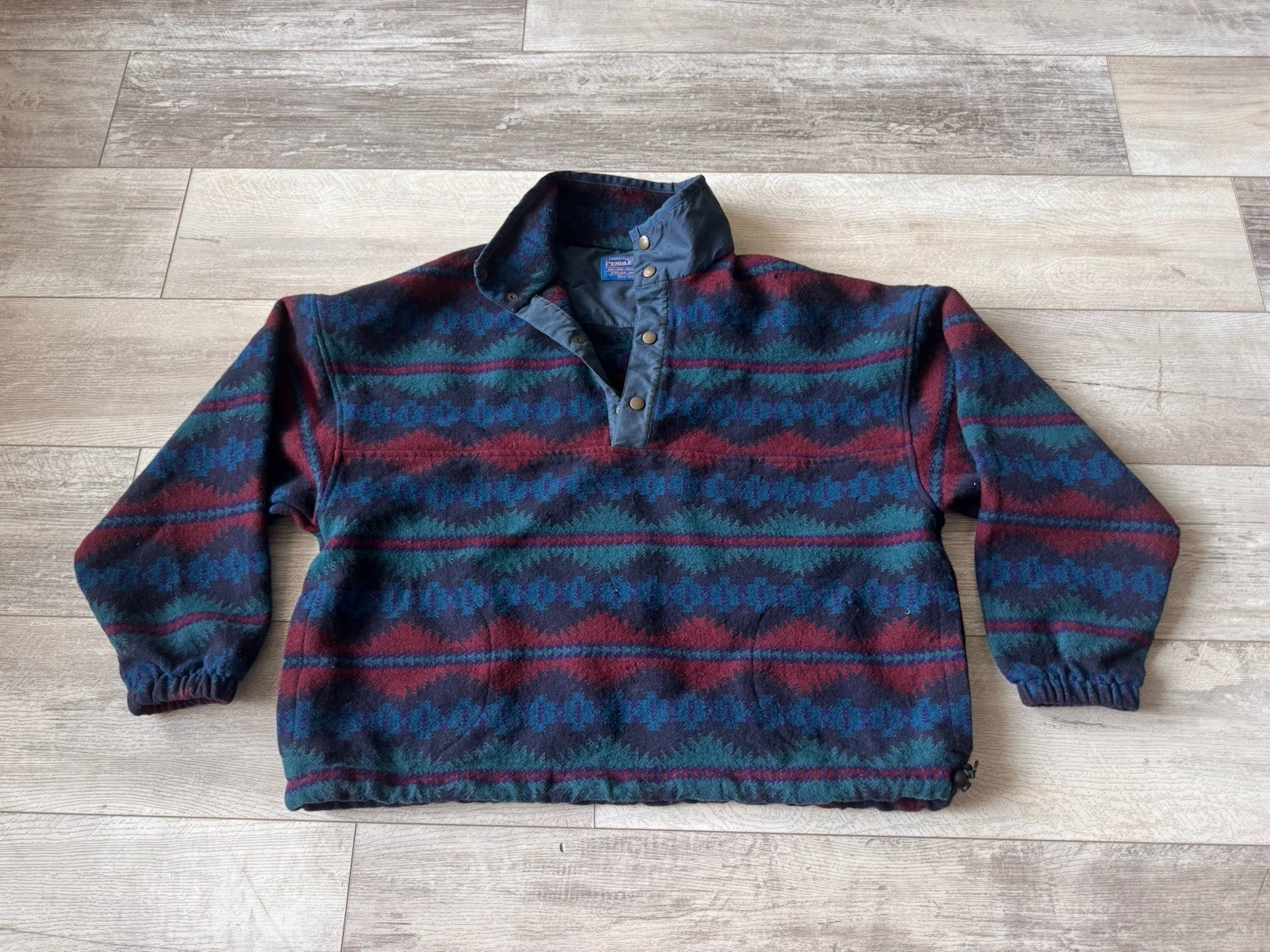 Pendleton Wool Snap Button Sweatshirt Tribal Mult… - image 1
