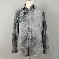 Helix Shirt Mens Medium Gray Button Down Long...