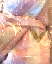 Victoria Secret Iconic Pink White Striped Plush Angel Wings Robe XS/S NEW