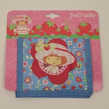 Vintage Strawberry Shortcake Bifold Wallet 4.5" Blue Nylon 2004 Retro New