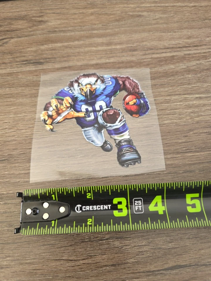 Seattle Seahawks Running Football Player Raised UV DTF Decal 4in X 4in Color - Image 4 of 4