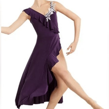 WEISSMAN Dance costume maxi dress ruffle flounce purple I Found You 11001 SA