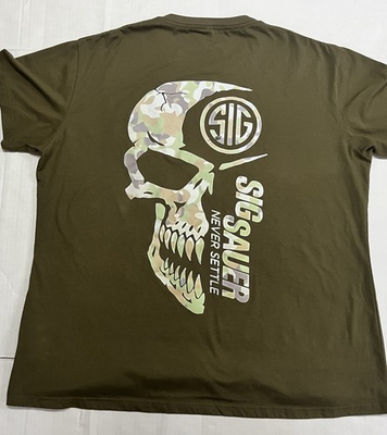 #ad 2025 Summer Men#x27;s Camo with Sig Sauer Never Settle T shirt 3XL green $14.99