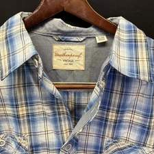 Weatherproof Vintage Blue Plaid Short Sleeve Button Down  Shirt XL Men's Shirt