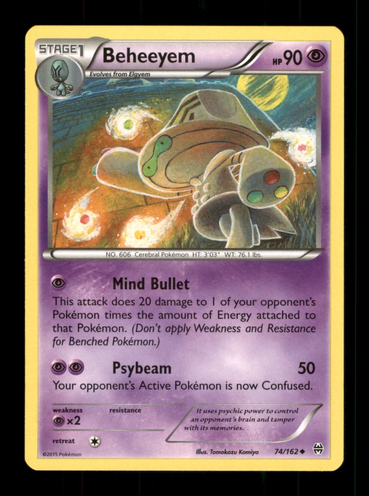 Beheeyem 74/162 Non-Holo Nintendo  Pokemon Trading Card TCG 