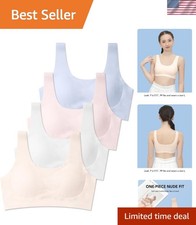 Comfortable 4-Pack Girls' Training Bras, Seamless  Soft with U-Shaped Collar