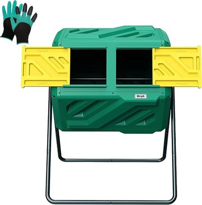 Werph 43 Gallon Compost Bin with Gloves, Fast Assembly & Easy Setup Outdoor Comp