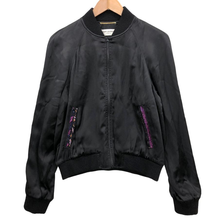 Saint Laurent Paris 19Ss Giacca Teddy Logo Perline Donna Taglia 40 Nero Afb46