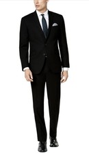 NEW! KENNETH COLE Reaction Men’s 2-Piece Suit 48R/W42 Black Stripe Slim Fit $350