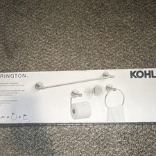 Kohler Arrington Polished Silver Bathroom Set Towel Bar Ring Holder
