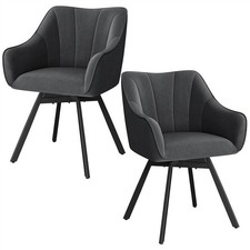2 Swivel Dining Chairs with Armrests and Backrest, Modern Velvet Side Chair Grey