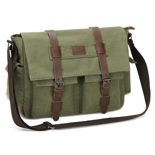 Canvas Crossbody Bag for Men and Women, Vintage Shoulder Bag with Multiple Po... - Picture 1 of 7
