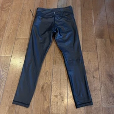 NWOT Womens Zyia Active Black Metallic Shiny High Rise Leggings 25" sz 6-8