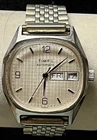 NO RESERVE Vintage TIMEX TV Dial Watch Men's Automatic Day Date Square Stainless