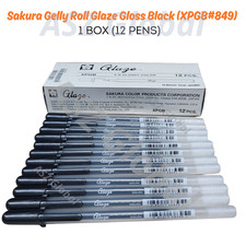 Sakura Gelly Roll Glaze Gloss Black 849 0.8mm 3D Gel Ink Pen Box of 12 Pens