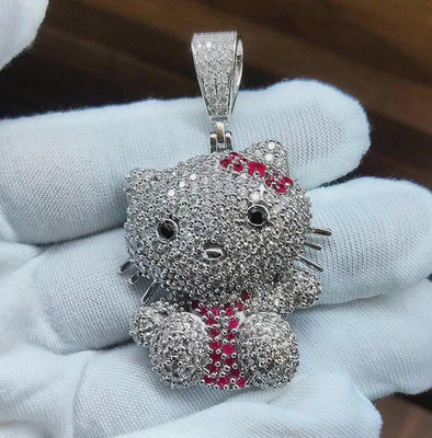 14k White Gold Plated 2Ct Round Lab-Created Diamond Beauty Pendant