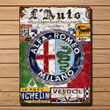 Alfa Romeo Milano L'Auto Vintage Aluminum Metal Wall Sign 8x12 Waterproof
