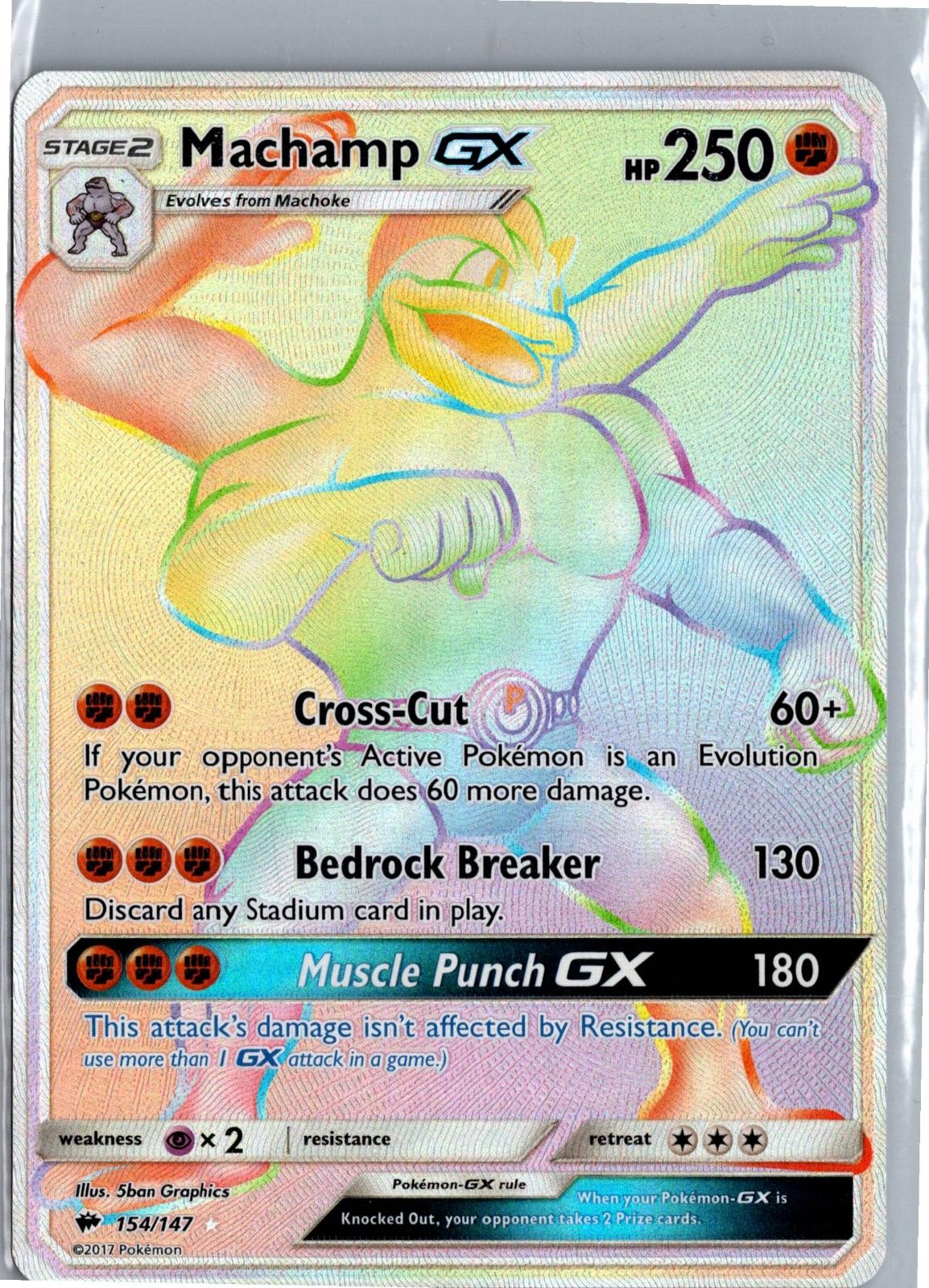 MACHAMP GX BURNING SHADOWS 154 RAINBOW RARE NM/M