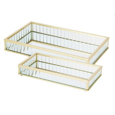 Schmucktablett Tablett für Schmuck 24 x 14 x 3,5 cm 2er Set gold Schmuckablage