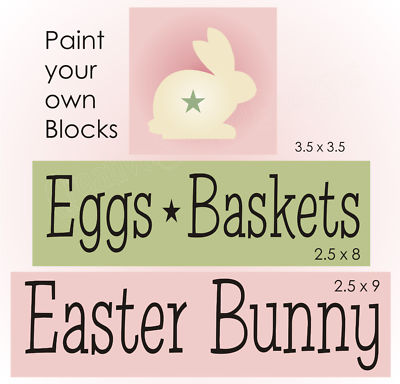 Stencil Seasonal Eggs Basket Easter Spring Bunny Country Primitive Sign Blocks