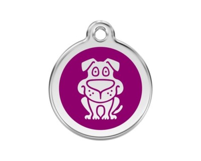 Dog ID Tag Charm, Purple, Red Dingo, Personalized Lifetime Guarantee S M L 