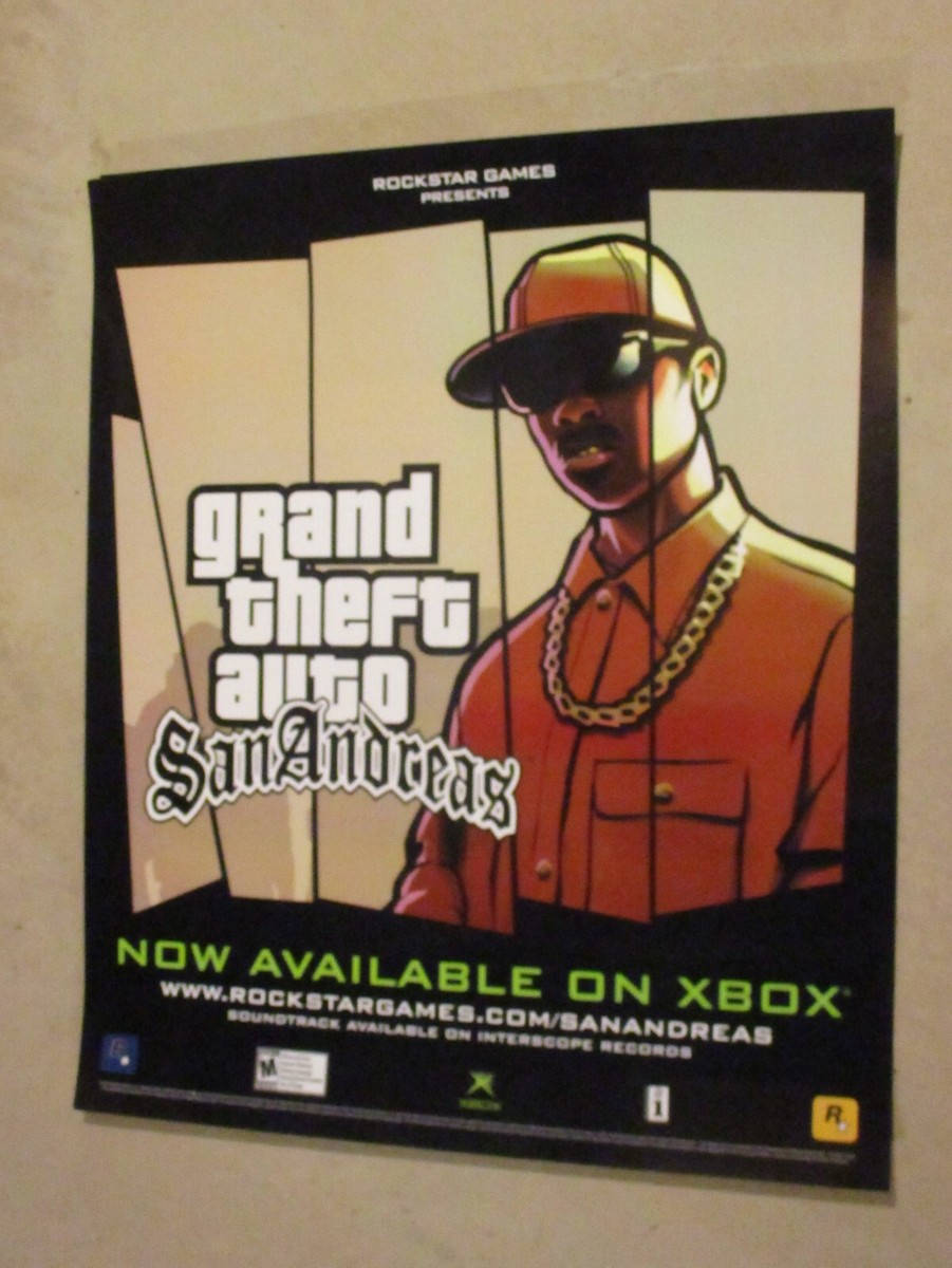 店頭用販促ポスター　グランドセフトオート・サンアンドレアス Grand Theft Auto San Andreas Microsoft Xbox Release Promo Store