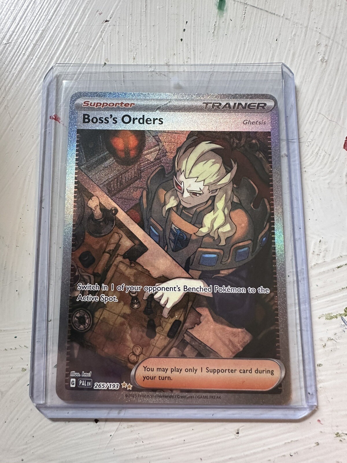 Pokemon TCG 265/193 Paldea Evolved Boss's Orders Special Illustration Rare NM