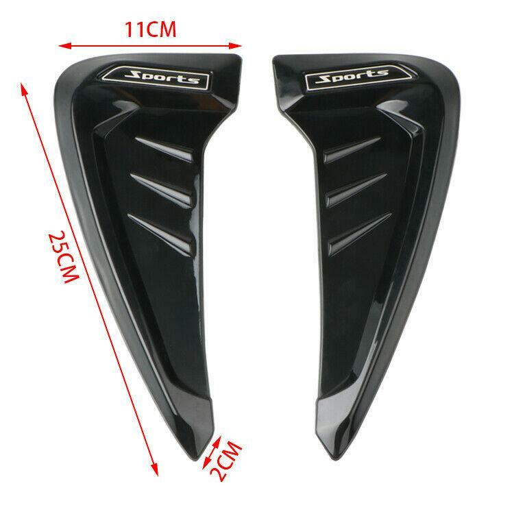 Car Side Fender Vent Trim Cover Shark Gills Sticker 2Pcs Black ABS Rubber 2Pcs