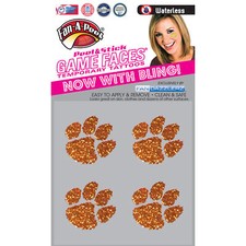 Fan-A-Peel Clemson Waterless Peel and Stick Temporary Tattoos, Glitter