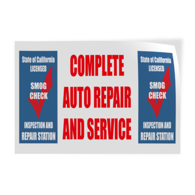 Decal Stickers Auto Repair Service Smog Check Inspection Vinyl Store ...