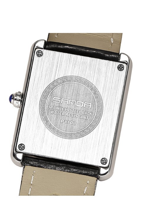 Sanda Watch Tank Style Men Ladies Quartz Stainless Steel Deployant