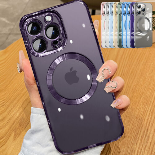 For iPhone 16 15 14 13 12 11 Pro Magnetic MagSafe Clear Crystal Case Soft Cover