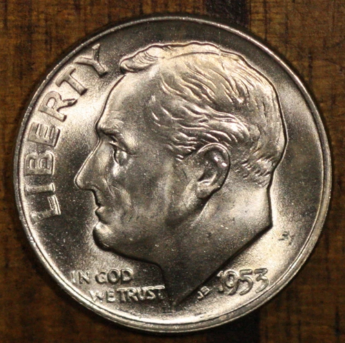 1953 D Roosevelt Dime CH BU LUSTER 90% Silver US Coin from OBW Rolls!