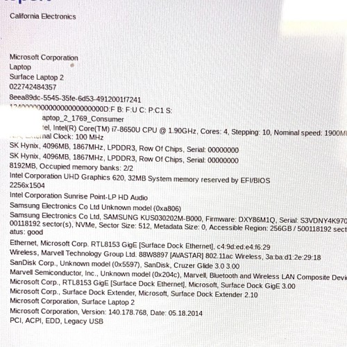 Microsoft Surface Laptop 2 Grey 13.3" Touch i7-8650U 1.9GHz 8GB 256GB SSD Win 11 - Picture 6 of 6