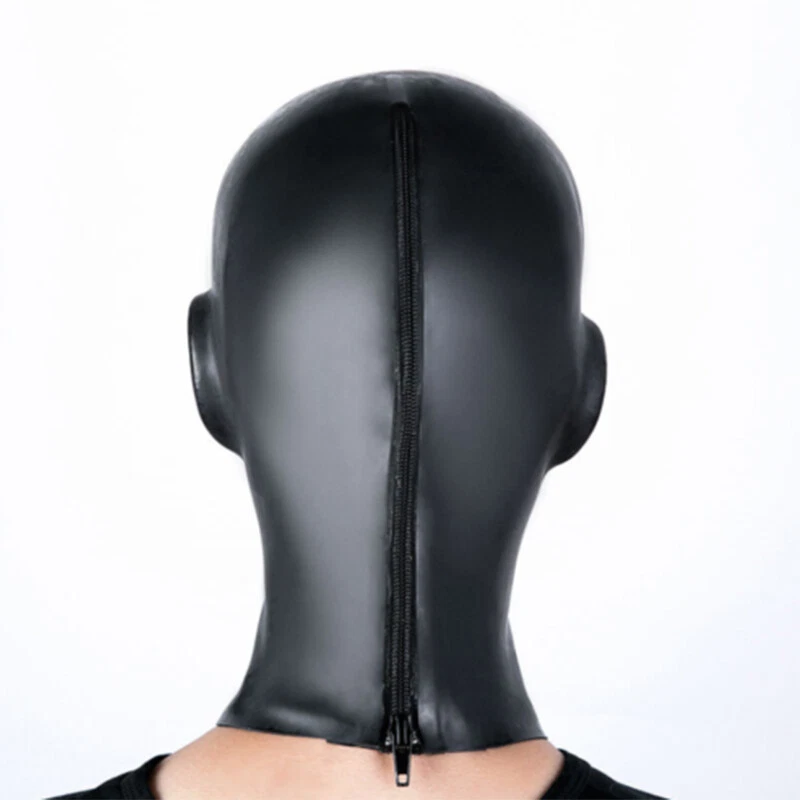 Men Black Latex Mask Hood with Red Teeth Gag Nasal Tube Gummi 1.0mm Made by Mold - Image 2 of 4