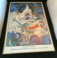 Raphael Abecassis Jerusalem Picture With Frame 19x28" Approx