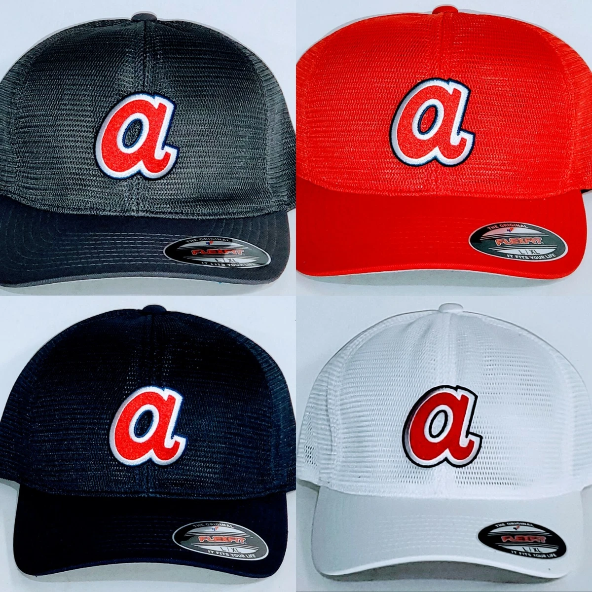 Atlanta Braves Flex Fit 360 Cap ⚾CLASSIC MLB PATCH/LOGO ⚾2 Sizes ⚾4 Colors  ⚾NEW