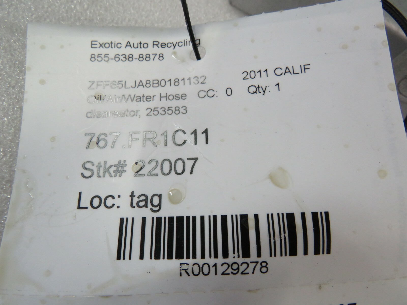 Ferrari California, Emission Disareator, Used, P/N 253583